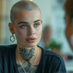 Girl with tattoos interviewing for a job