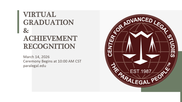 Paralegal.edu | Center for Advanced Legal Studies Virtual graduation March 14 2026
