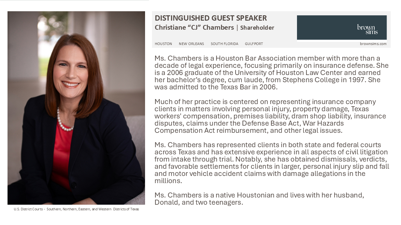 CJ Chambers, J.D. Distinguished Guest Speaker